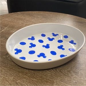 Disney Parks Homestead Blue Mickey Icon and Polka Dots Kitchen Ceramic Tray NWT